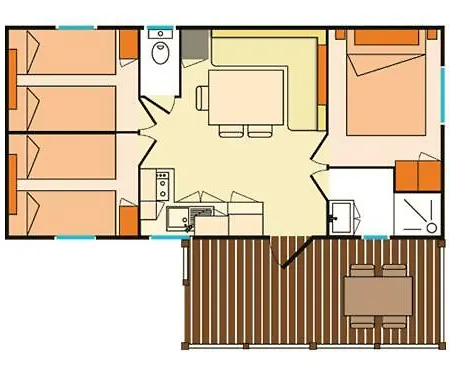Feriepark Mobil-home Pour 6 Pers Avec Terrasse & Piscine - Camping 4* Vic-la-Gardiole